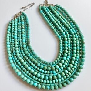 9-STRAND TURQUOISE-COLOR BEAD NECKLACE ADJUSTABLE